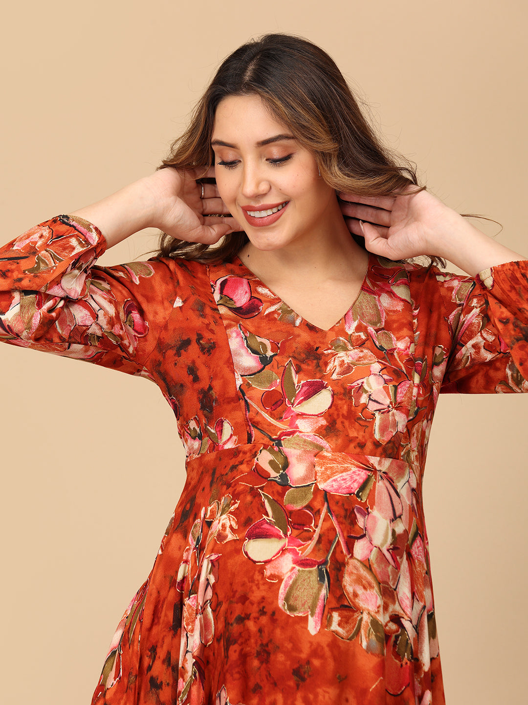 Rust in Show Maternity and Nursing Maxi Dress