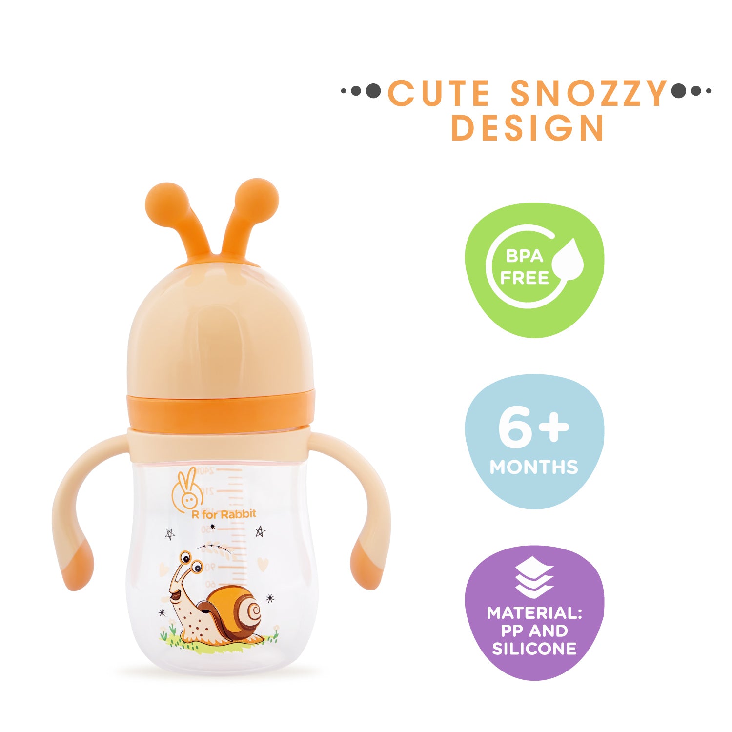 R for Rabbit Snoozy Baby Spout Sippy Cup 240ml- Yellow