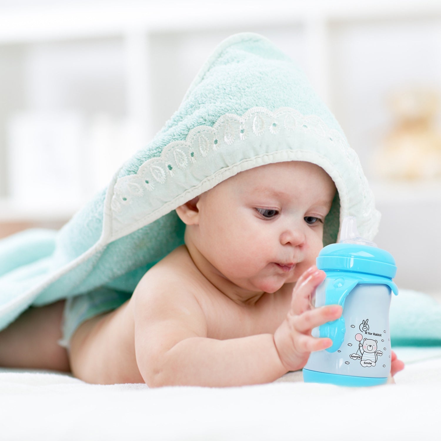R for Rabbit Steebo Teddy Spout Cup- Blue