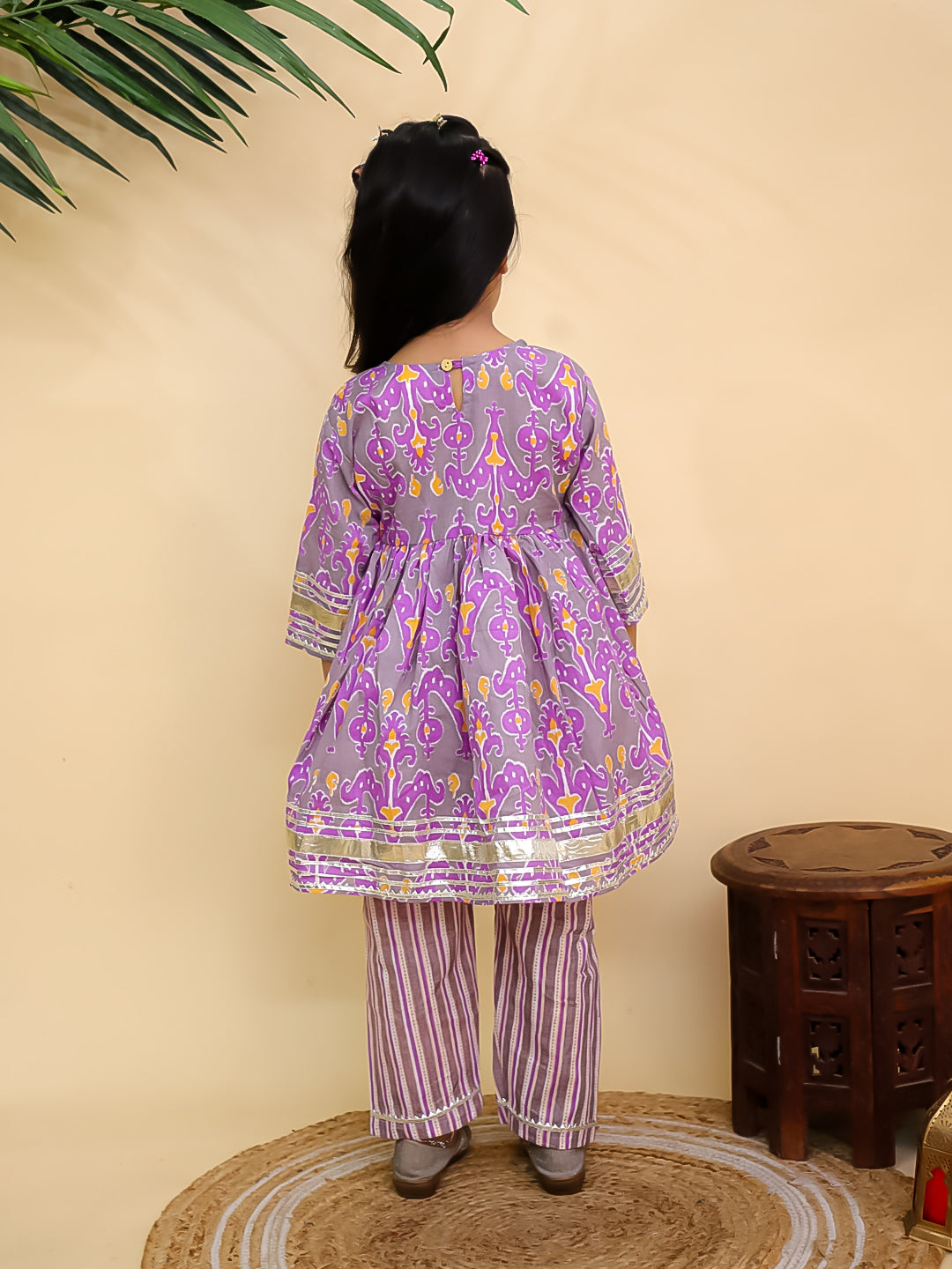 Sage Violet Girls Anarkali Kurta Set