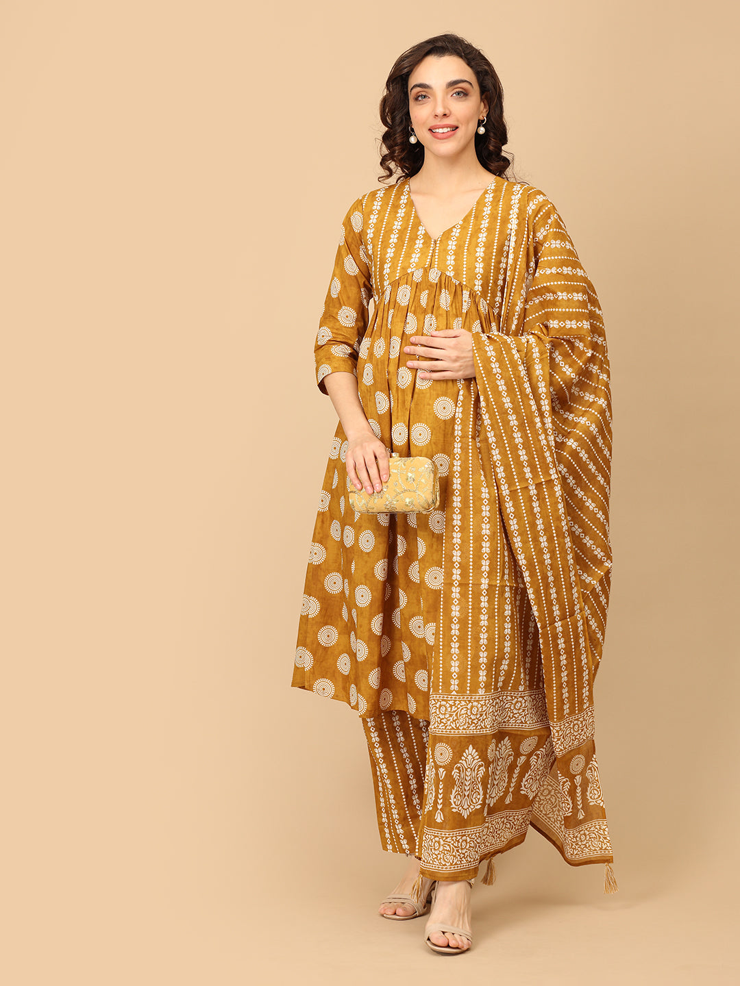 Sarson Edit Maternity and Nursing Kurta Set With Dupatta