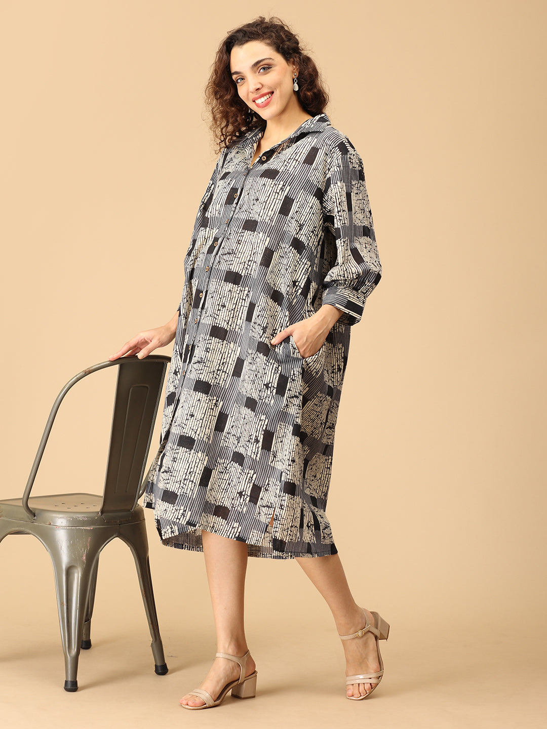 Sepia Streaks Maternity and Nursing Shirt Dress