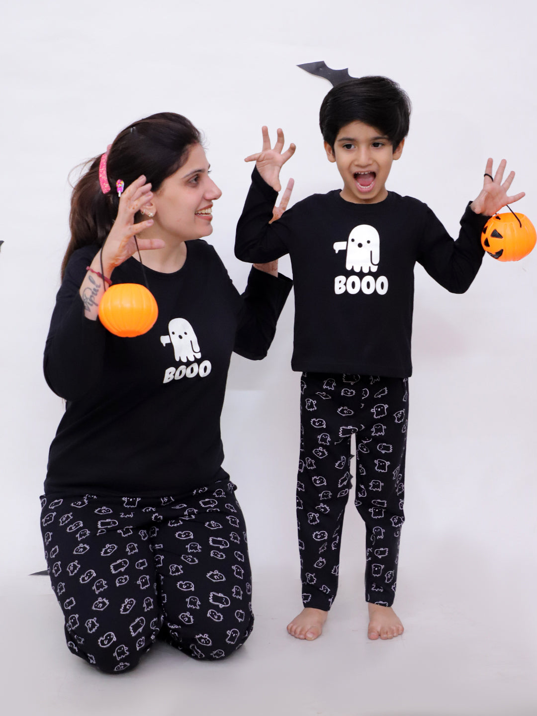 Set Of 2: Boo Matching Pajama Set For Mom And Baby