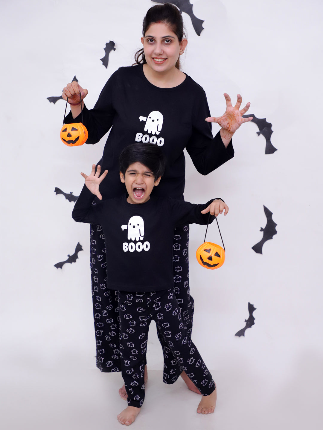 Set Of 2: Boo Matching Pajama Set For Mom And Baby