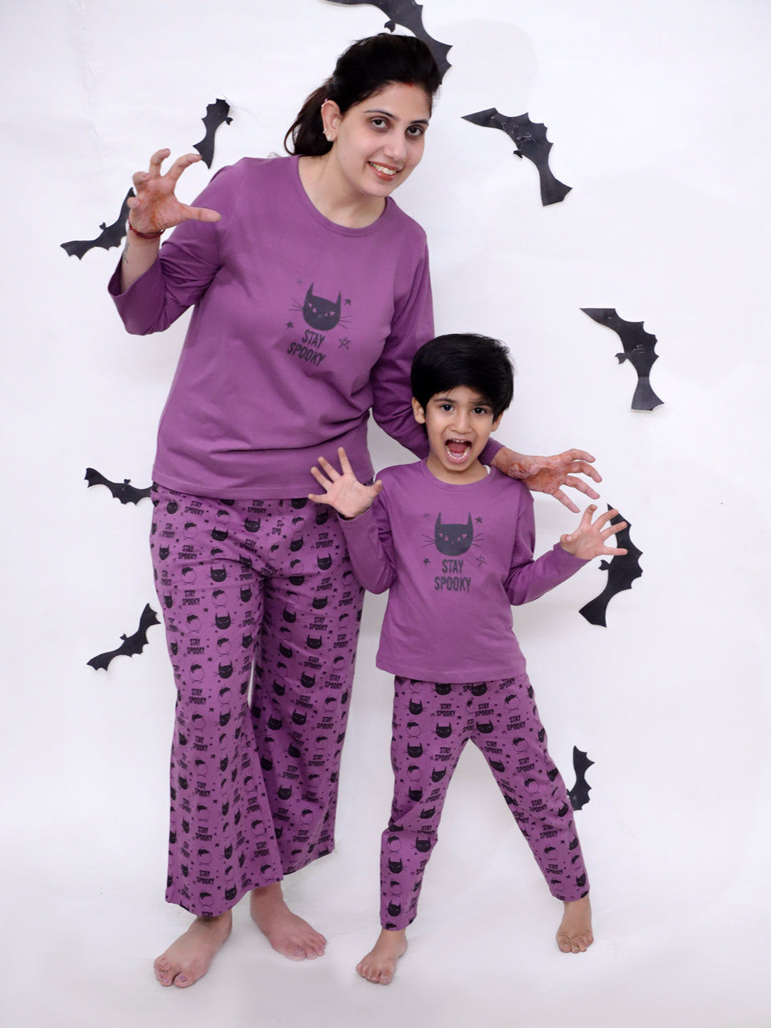 Set Of 2: Stay Spooky Matching Pajama Set For Mom And Baby