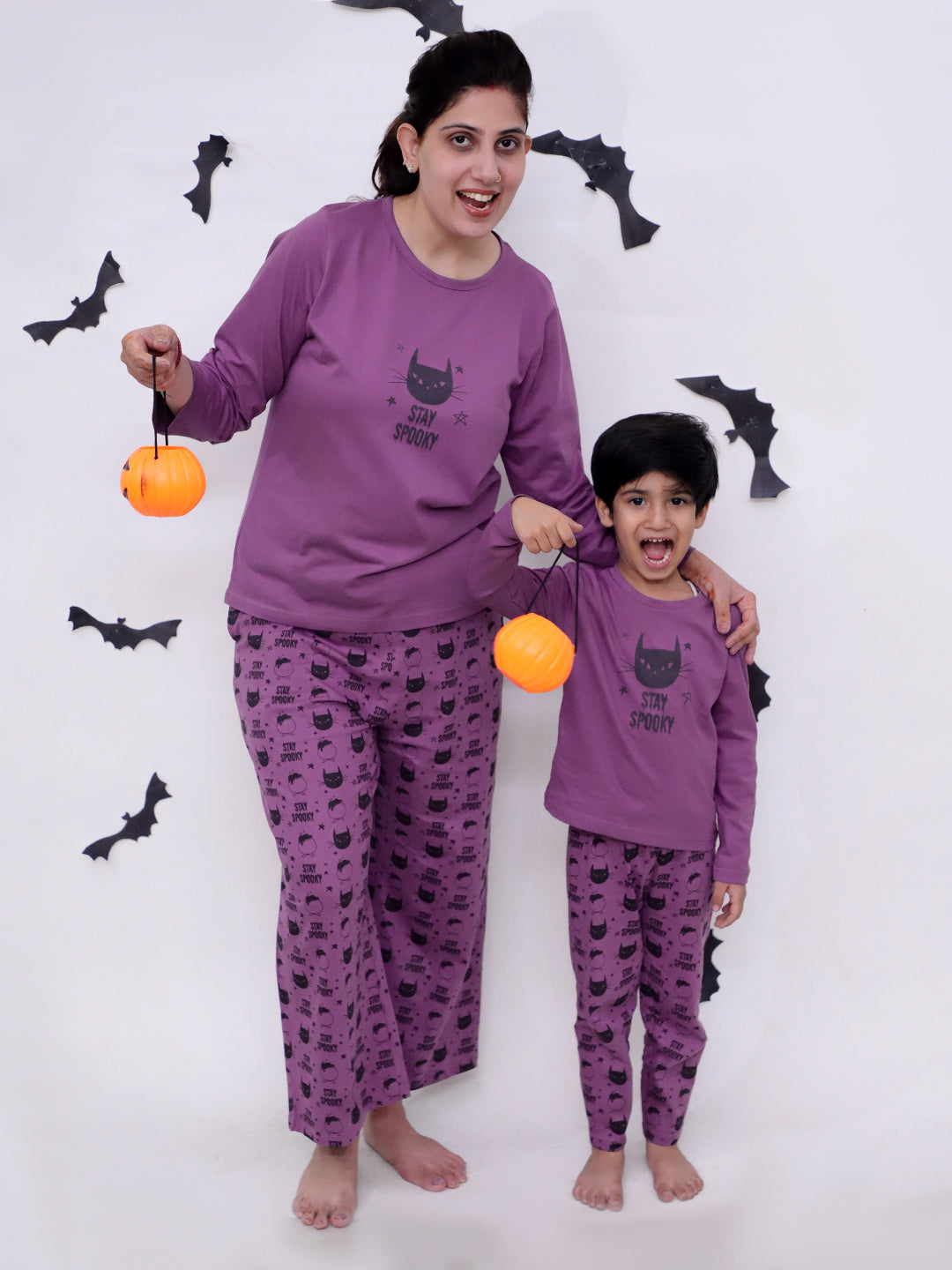 Set Of 3: Stay Spooky Matching Pajama Set For Mom And Baby