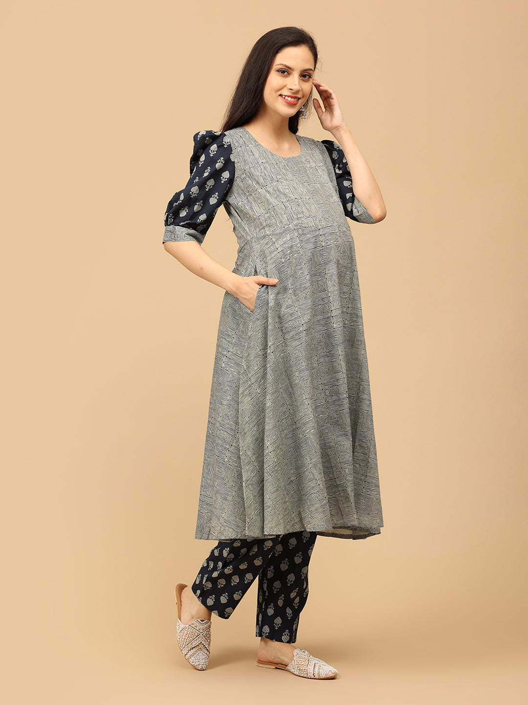 Shape Shifter Maternity and Nursing Kurta Set With Dupatta