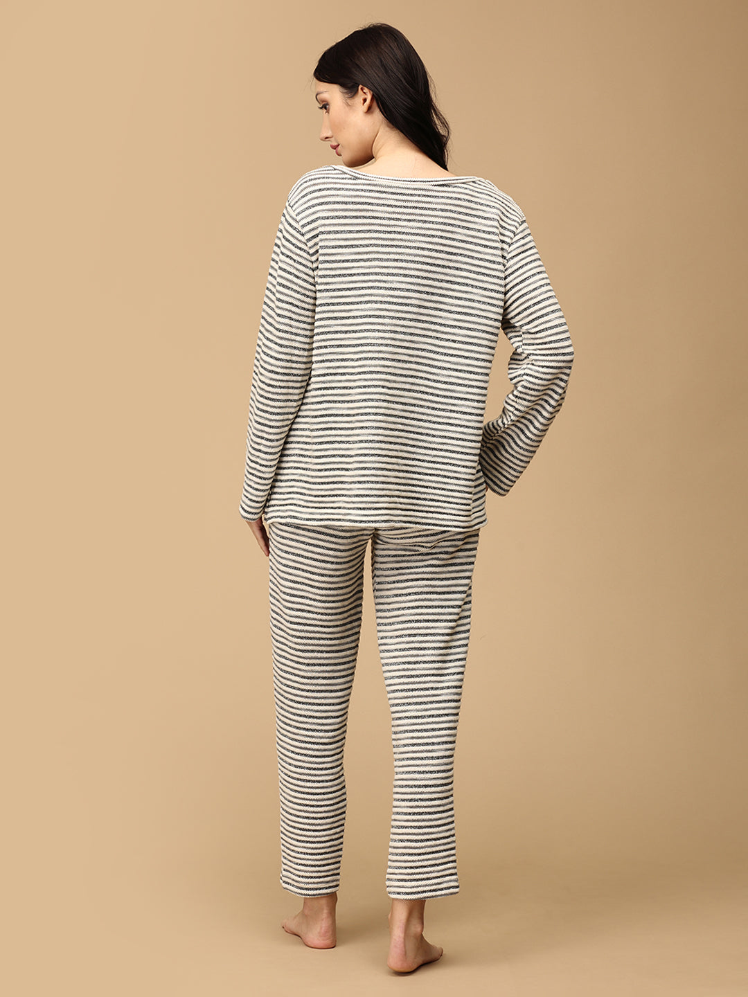 Silver Stripe Slumber Maternity and Nursing Loungewear Set