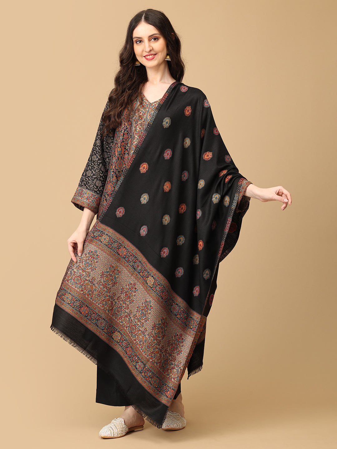 Siyah Khwab Womens Cashmilon Kurta Set with Shawl