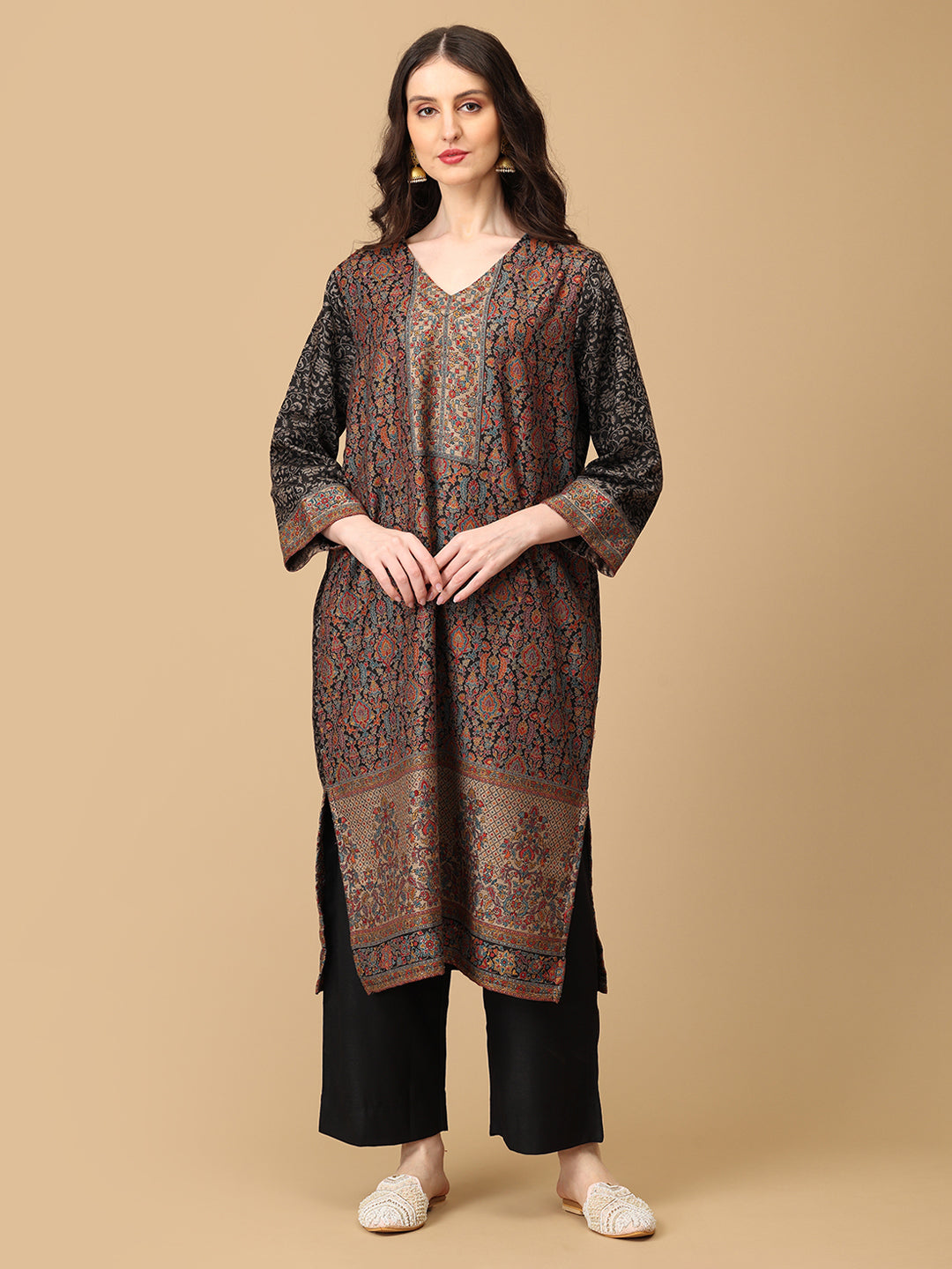 Siyah Khwab Womens Cashmilon Kurta Set with Shawl