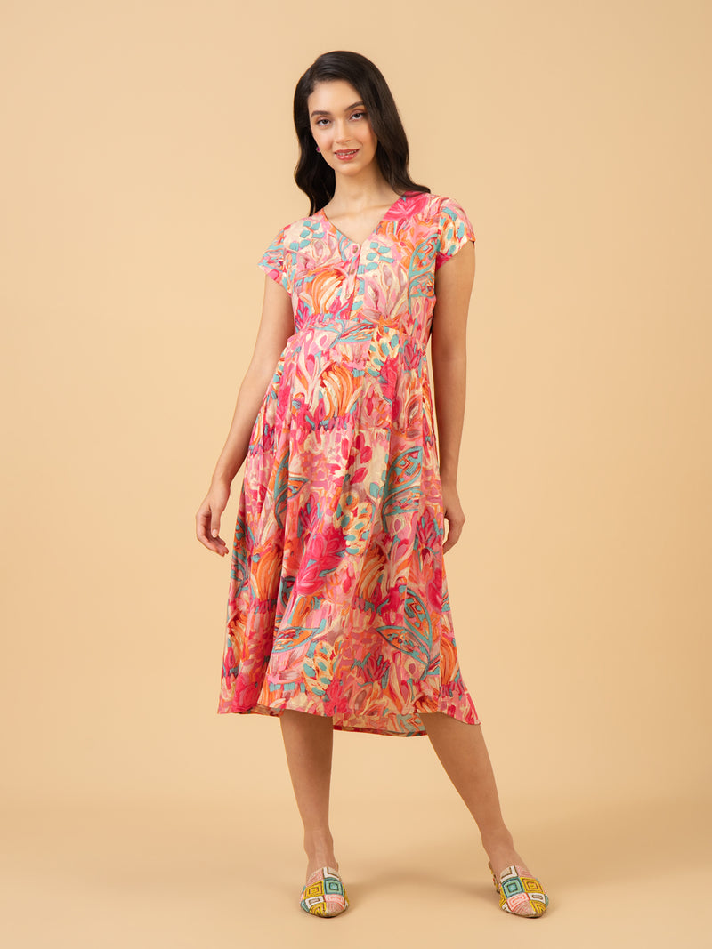 Soft Rose Maternity and Nursing Dress