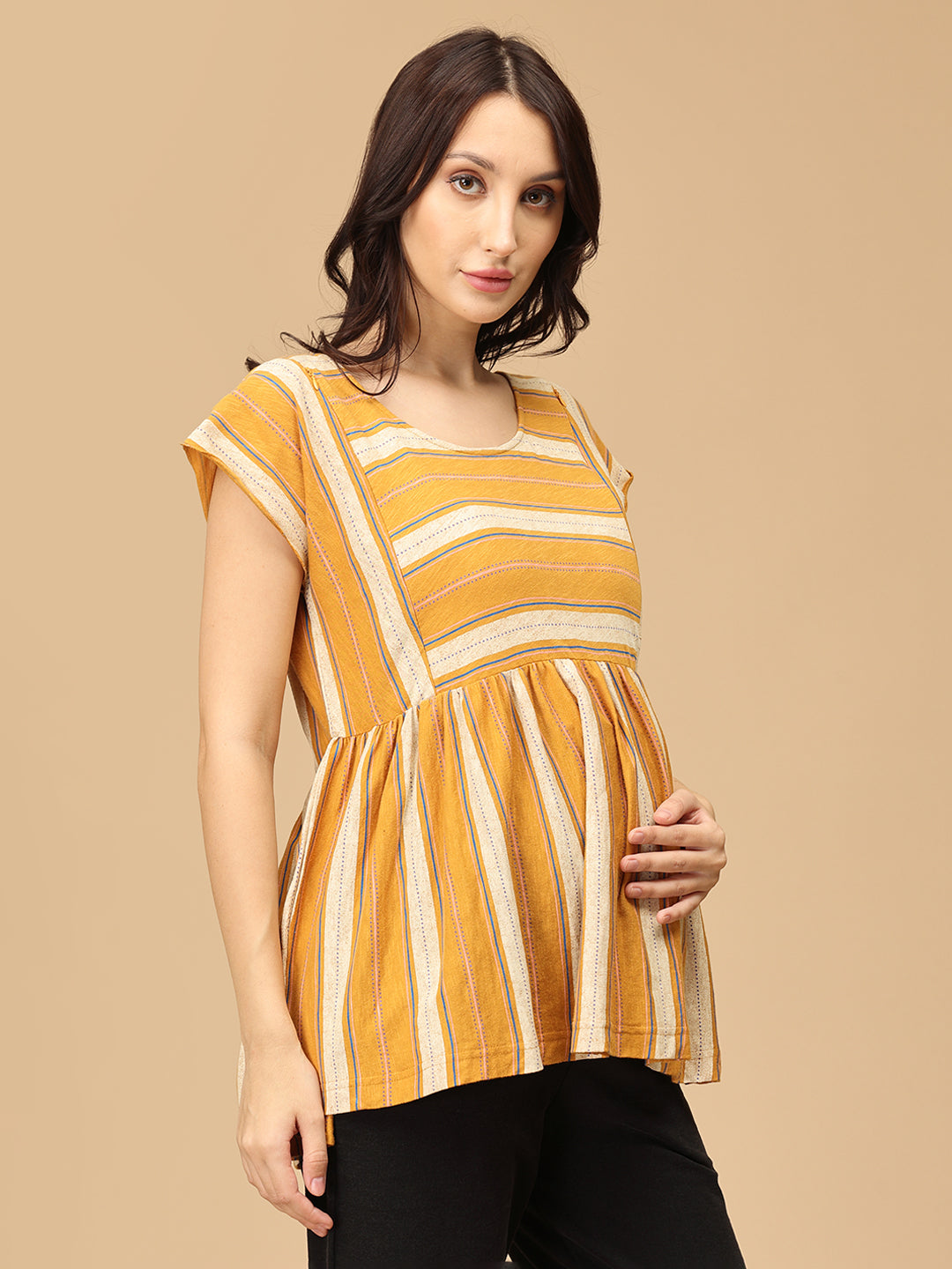 Sunburst Stripes Maternity and Nursing Top