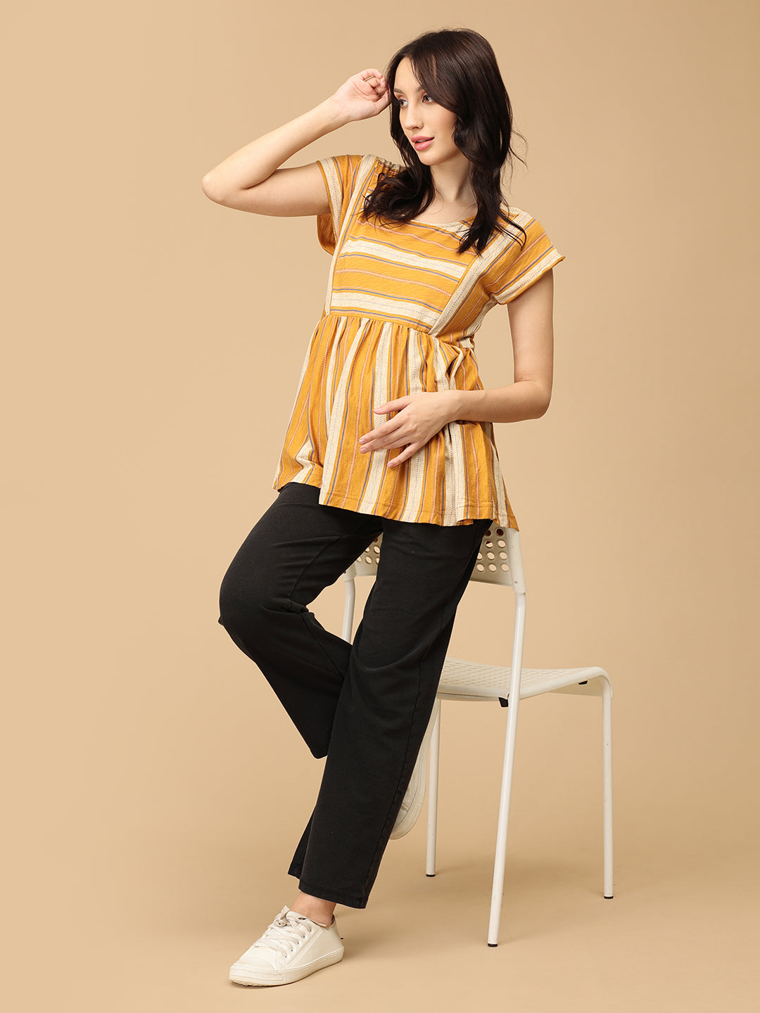 Sunburst Stripes Maternity and Nursing Top