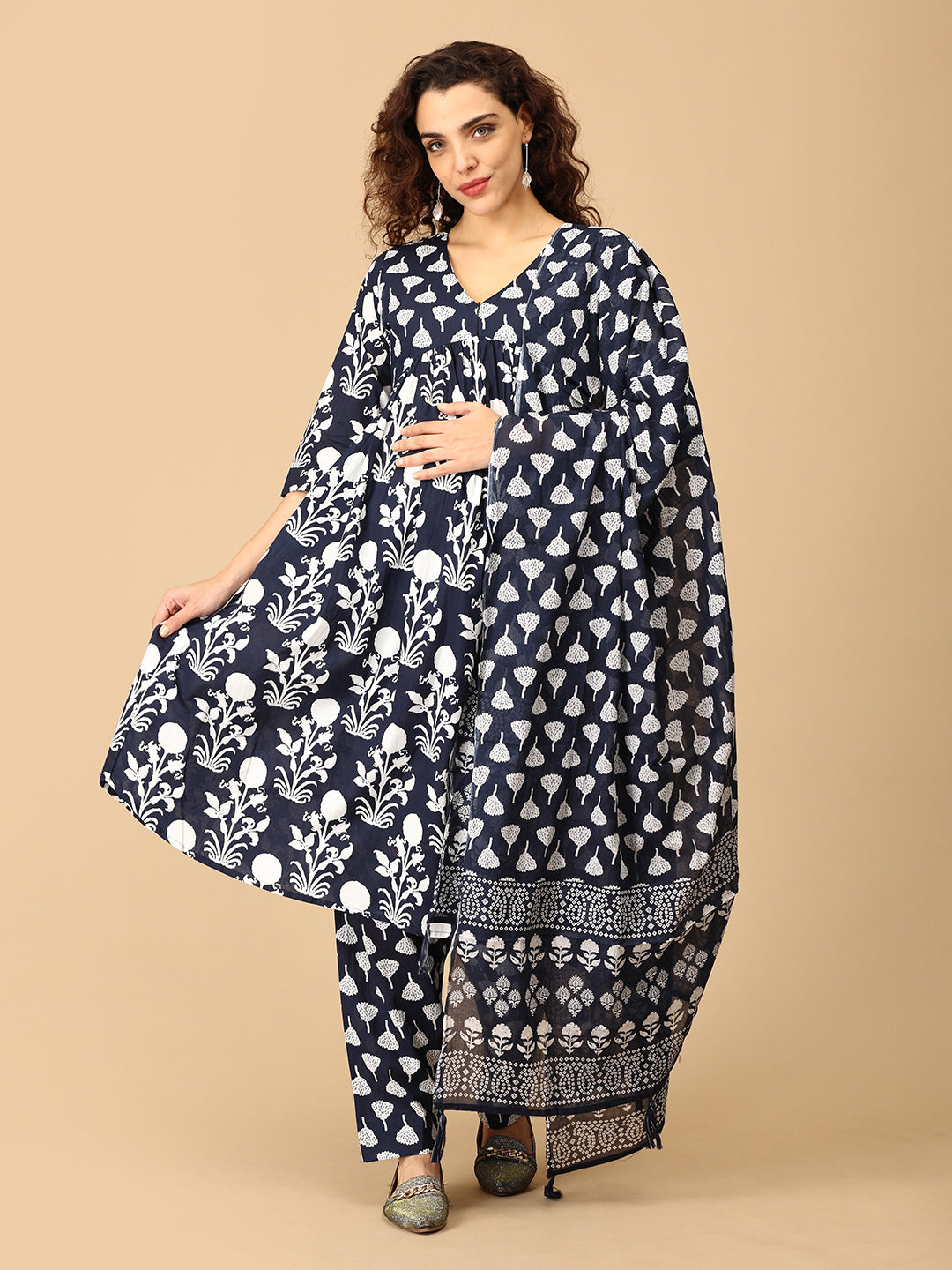 Taal Tarang Maternity and Nursing Kurta Set With Dupatta