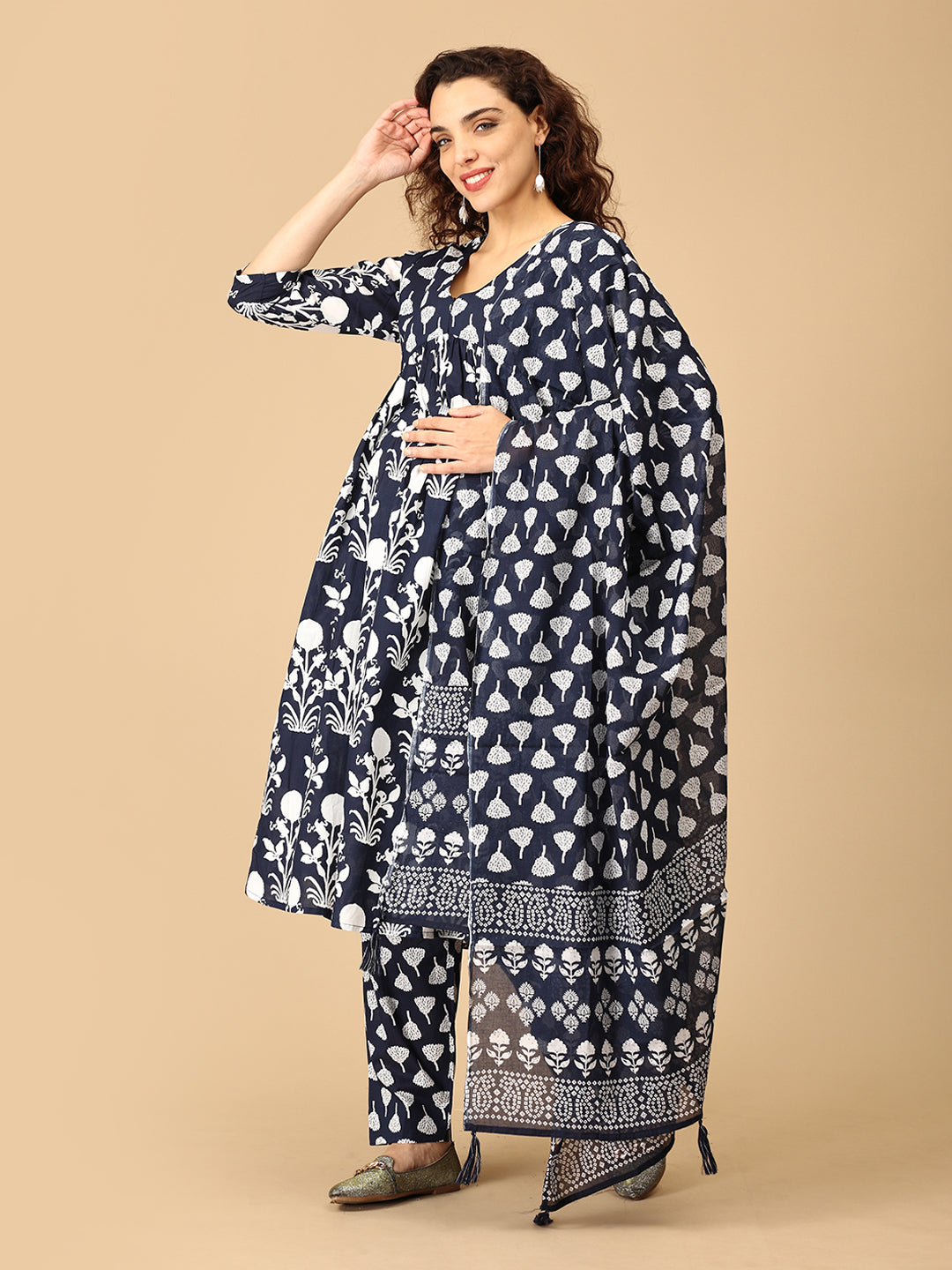 Taal Tarang Maternity and Nursing Kurta Set With Dupatta