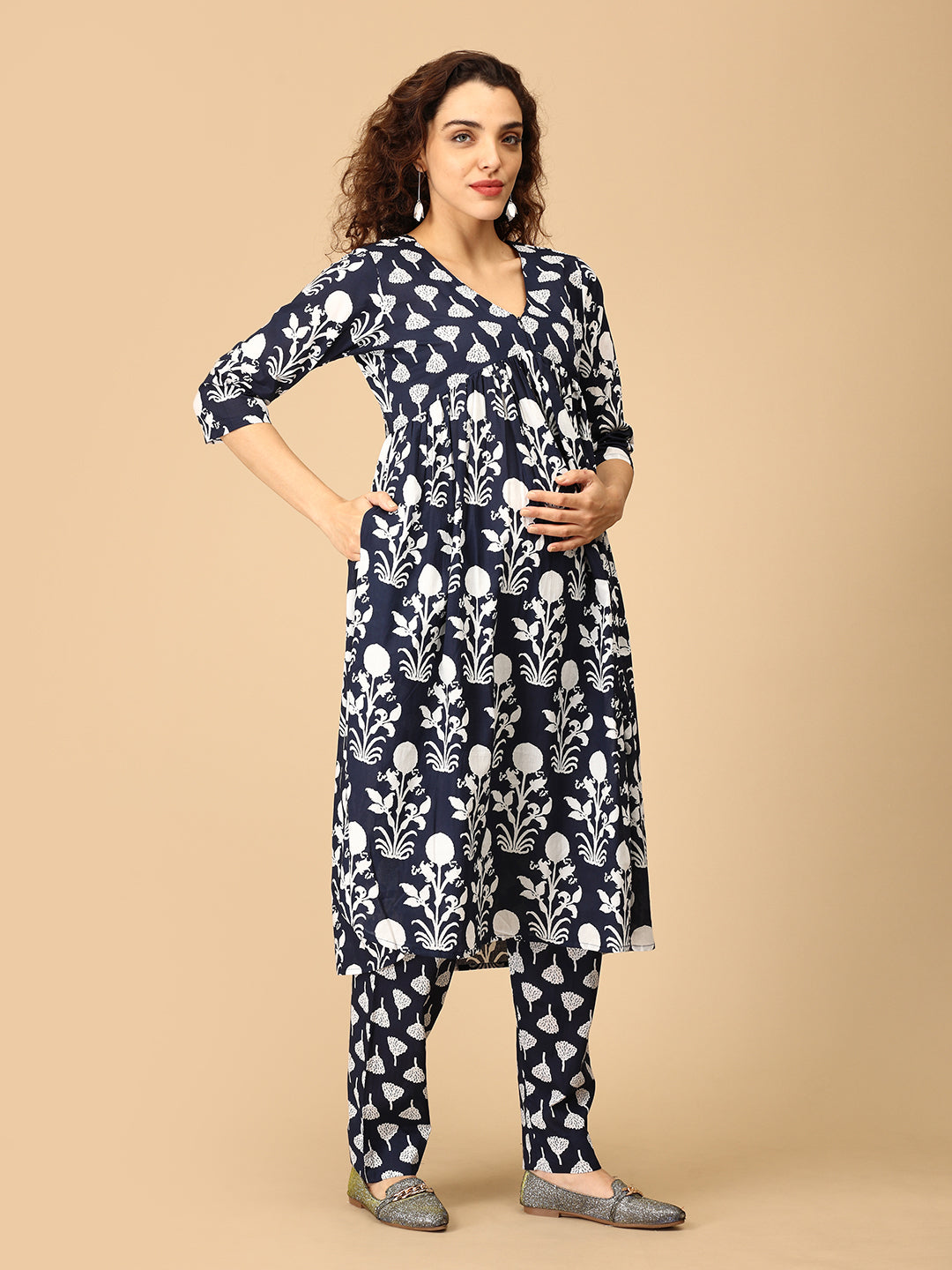 Taal Tarang Maternity and Nursing Kurta Set With Dupatta