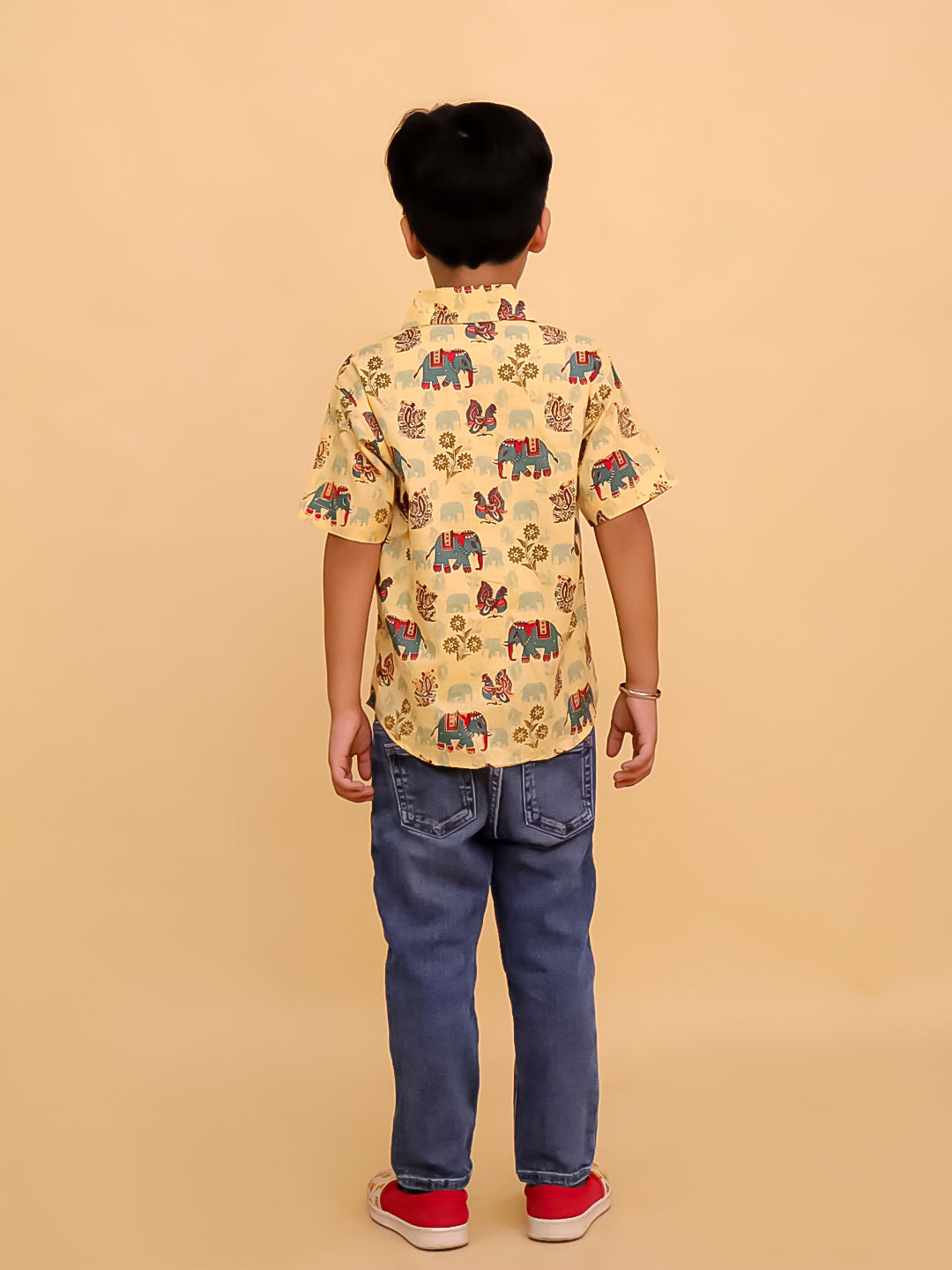 Teal-a-Trunk Elephant Print Boys Shirt