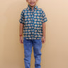 Teal Elephant Print Boys Shirt