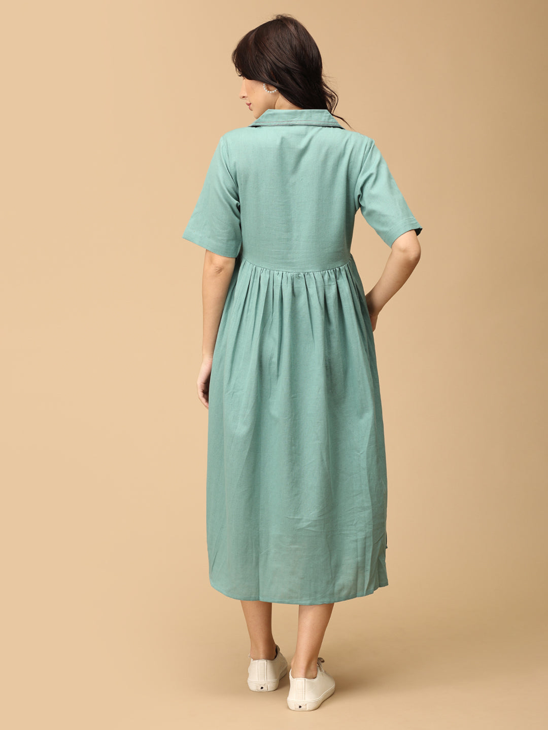 Teal the Deal Khadi Maternity and Nursing Dress