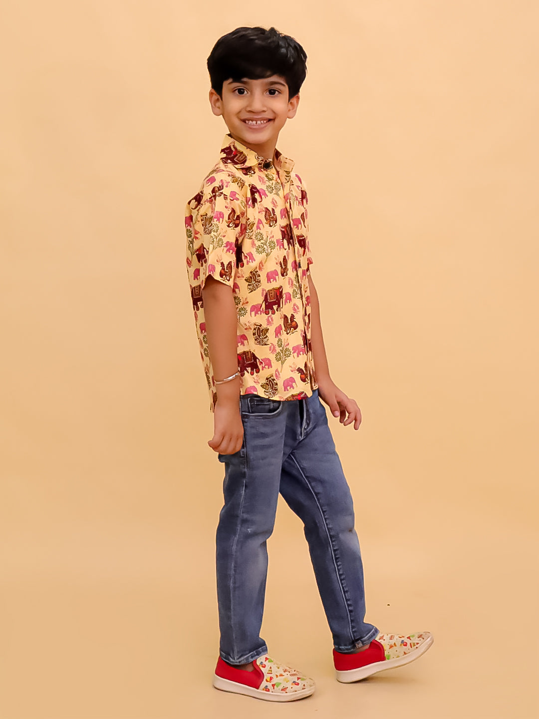 Twinning Combo- The Gentle Giant Elephant Print Men's Shirt and Boys Shirt