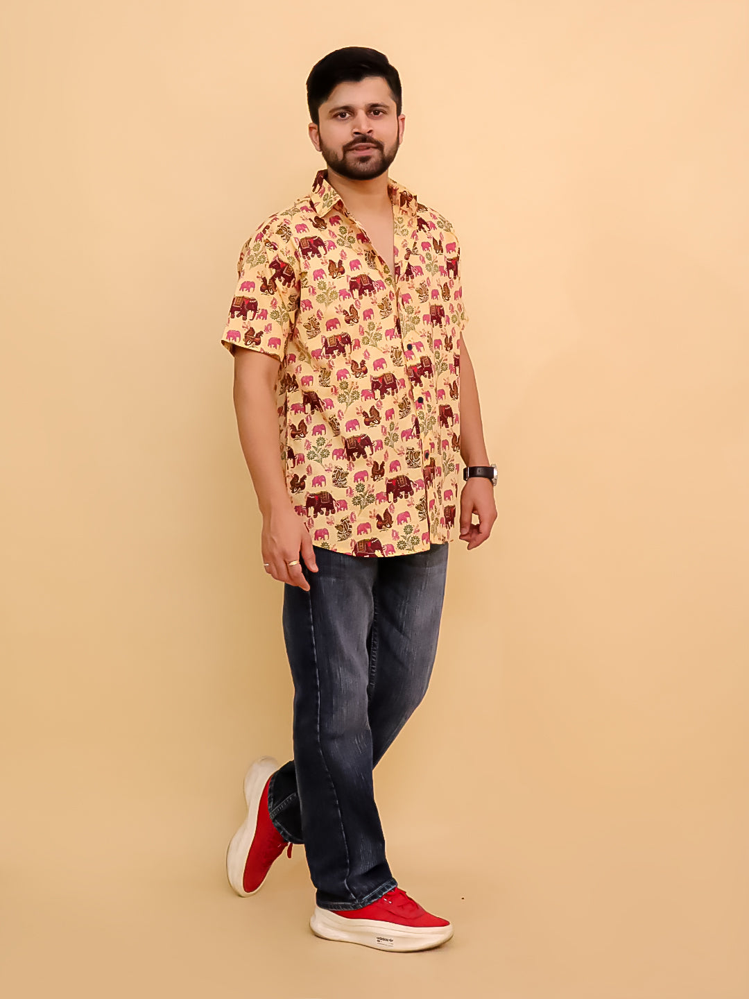 Twinning Combo- The Gentle Giant Elephant Print Men's Shirt and Boys Shirt