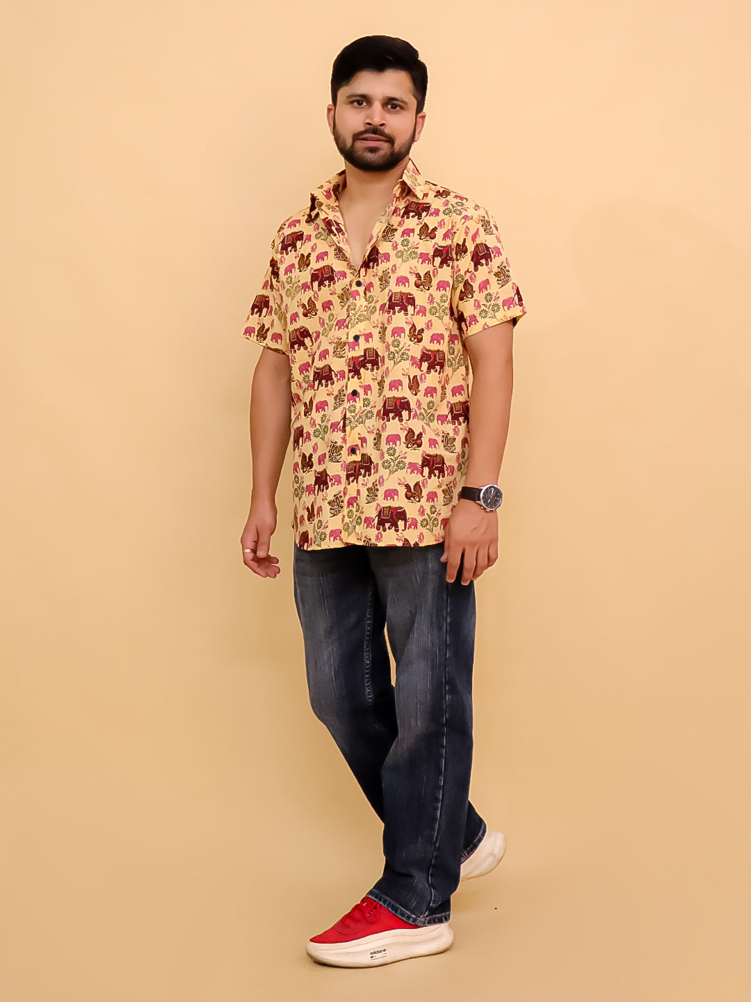 Twinning Combo- The Gentle Giant Elephant Print Men's Shirt and Boys Shirt
