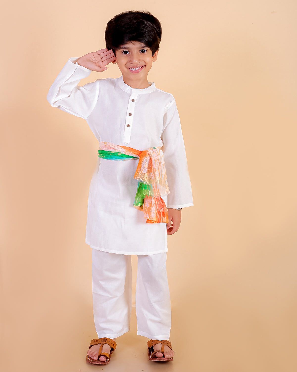 Timeless White Boys Kurta Pajama Set