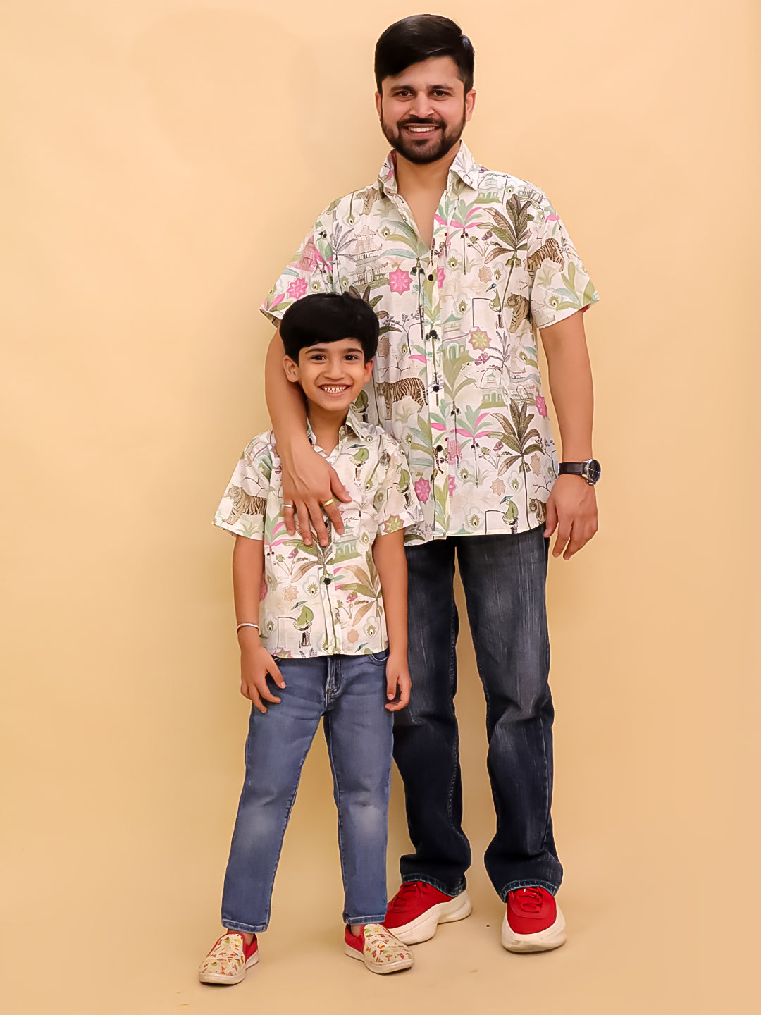 Twinning Combo- Bagh-i-Bold Jungle Print Men's Shirt and Boys Shirt