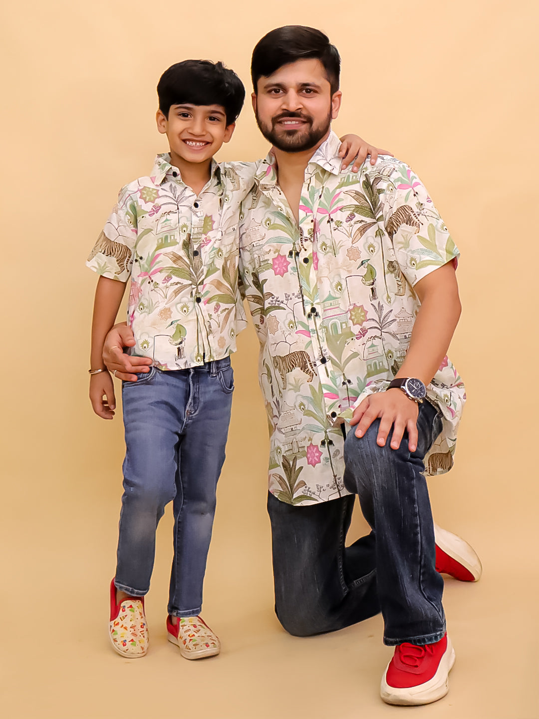Twinning Combo- Bagh-i-Bold Jungle Print Men's Shirt and Boys Shirt