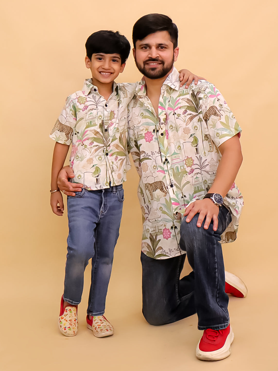 Twinning Combo- Bagh-i-Bold Jungle Print Men's Shirt and Boys Shirt