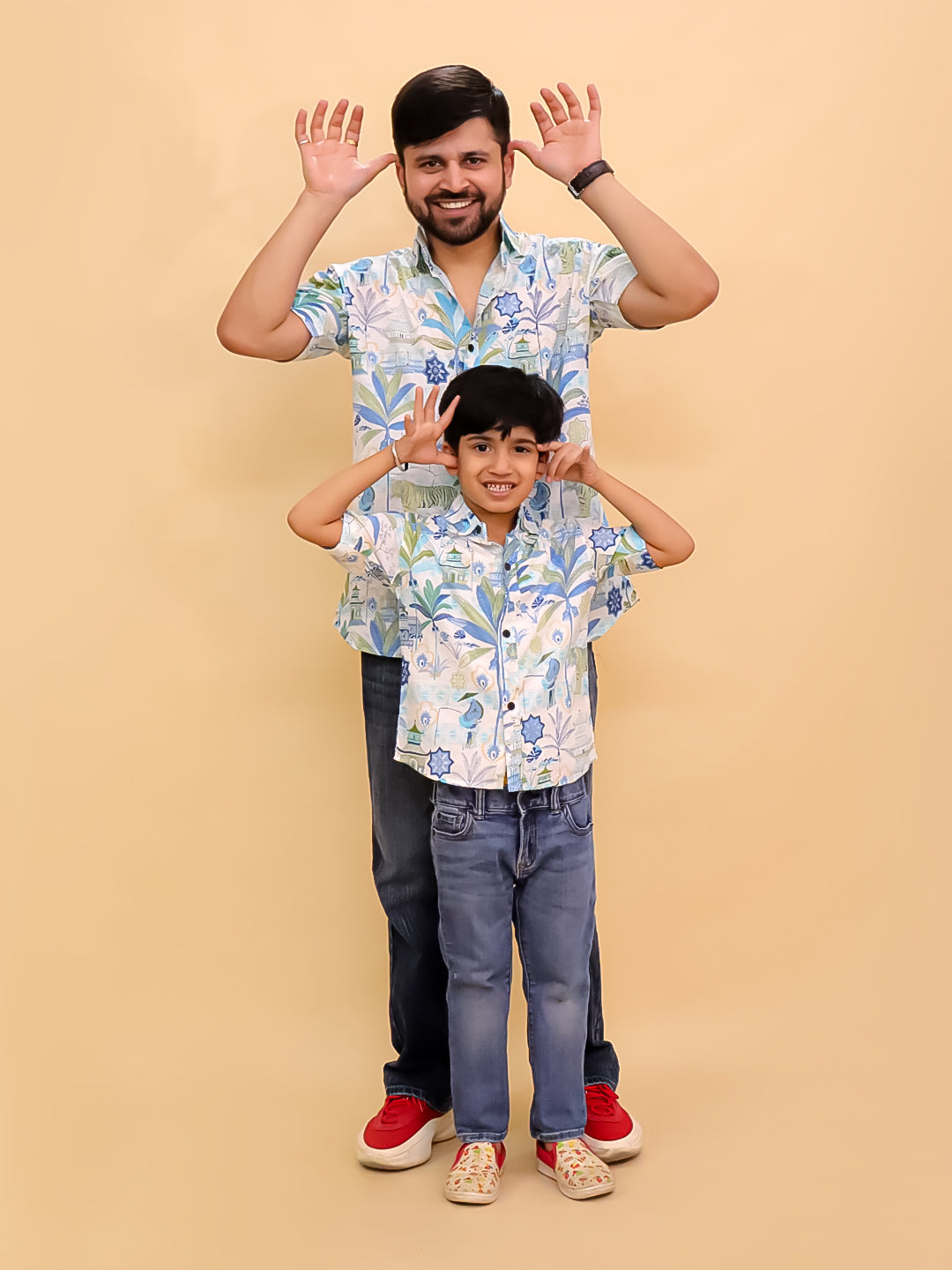 Twinning Combo- Prowl Patrol Jungle Print Men's Shirt and Boys Shirt