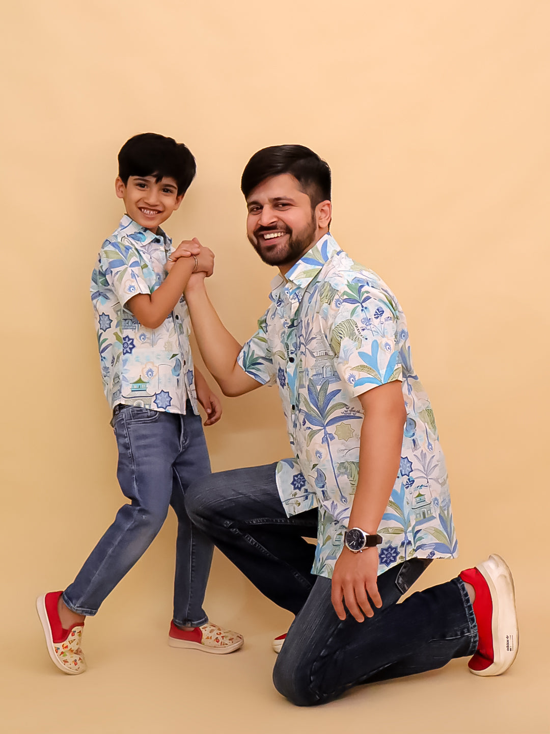 Twinning Combo- Prowl Patrol Jungle Print Men's Shirt and Boys Shirt