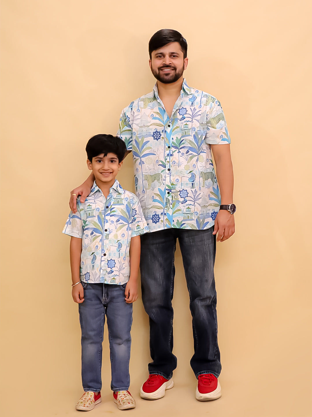 Twinning Combo- Prowl Patrol Jungle Print Men's Shirt and Boys Shirt