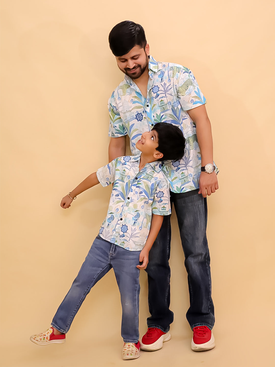 Twinning Combo- Prowl Patrol Jungle Print Men's Shirt and Boys Shirt