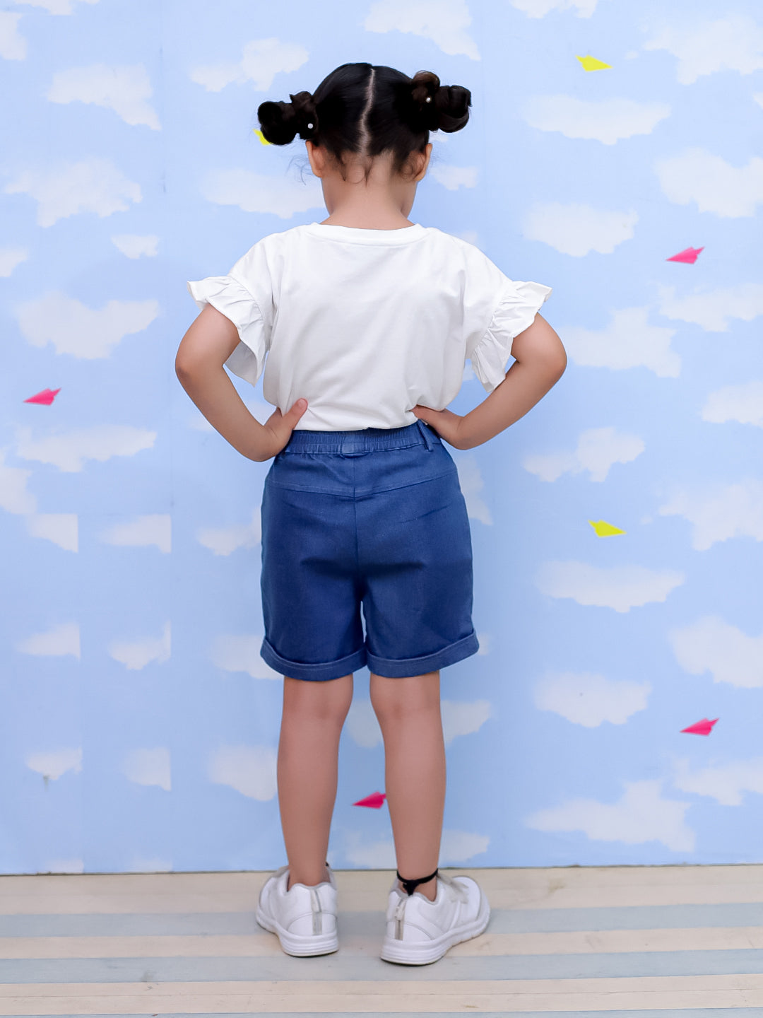 Unicorn Patch Girls Shorts With Embroidery