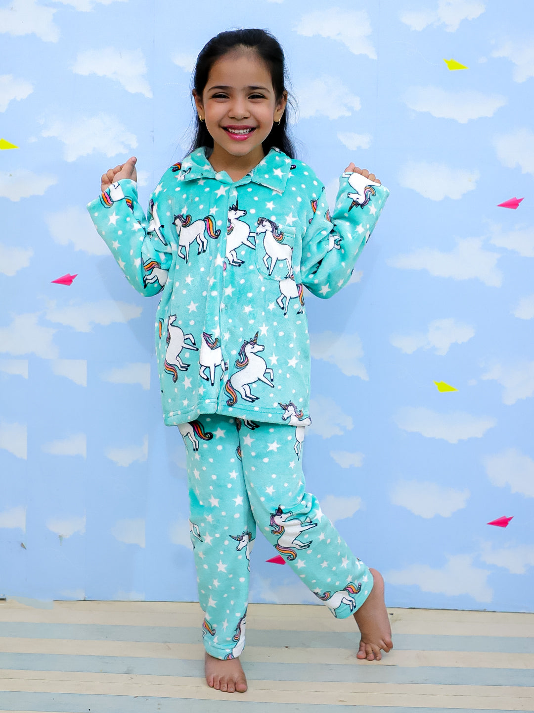 Combo of Unicorn Slumber Party Fleece Pajama and Blanket