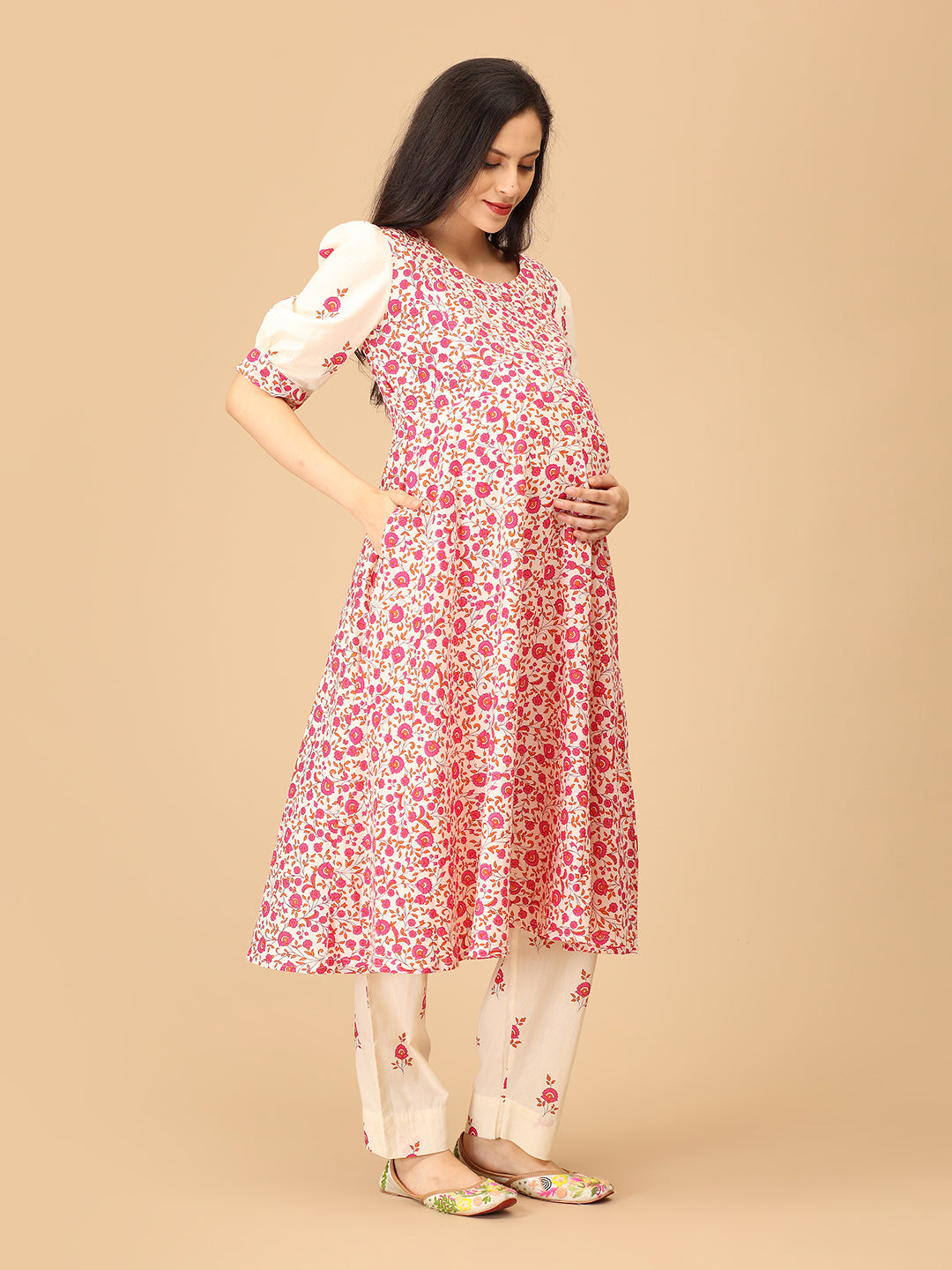 Vibe in Bloom Maternity and Nursing Kurta Set With Dupatta