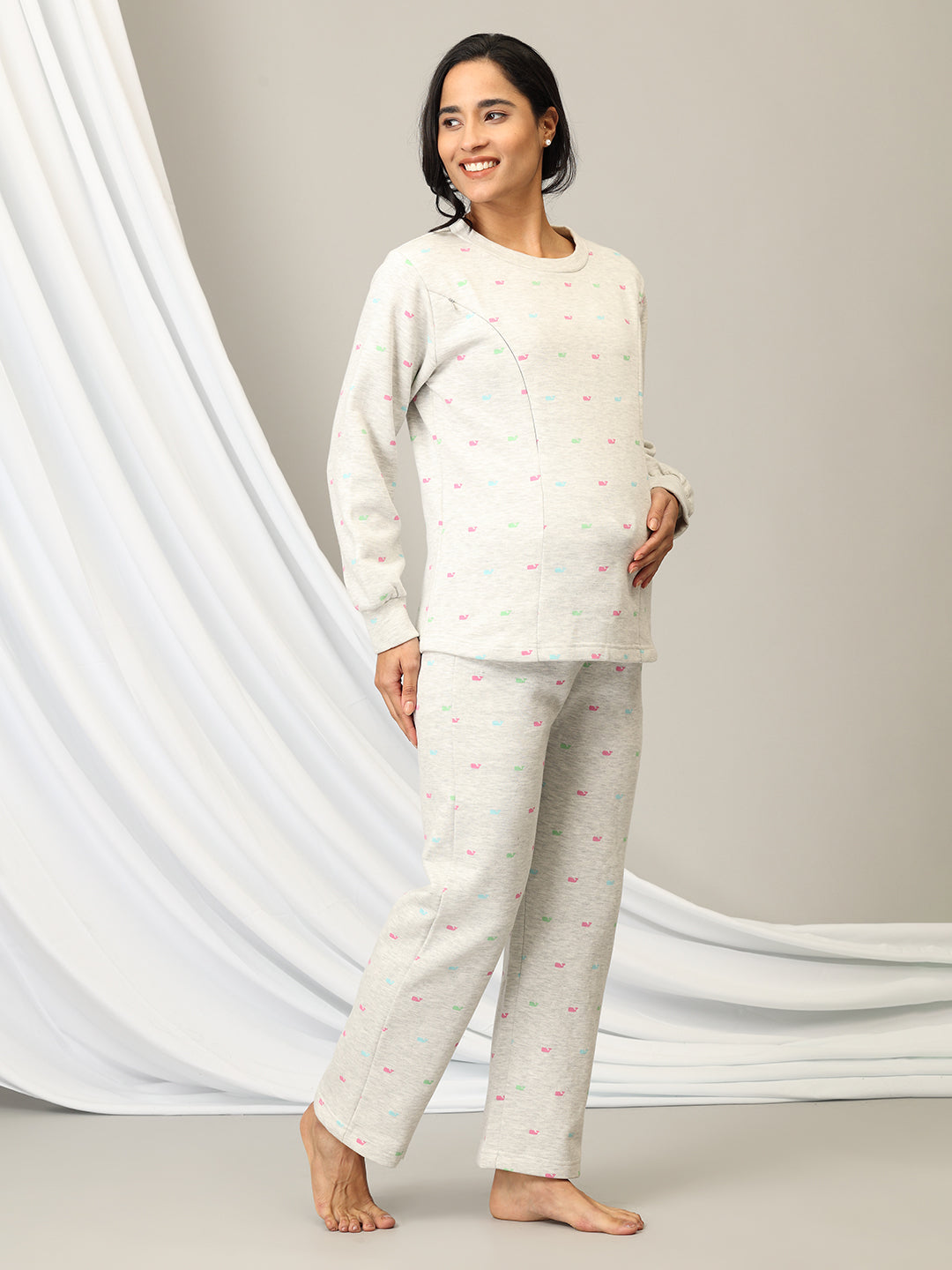 Whale Song Maternity And Nursing Pajama Loungewear Set