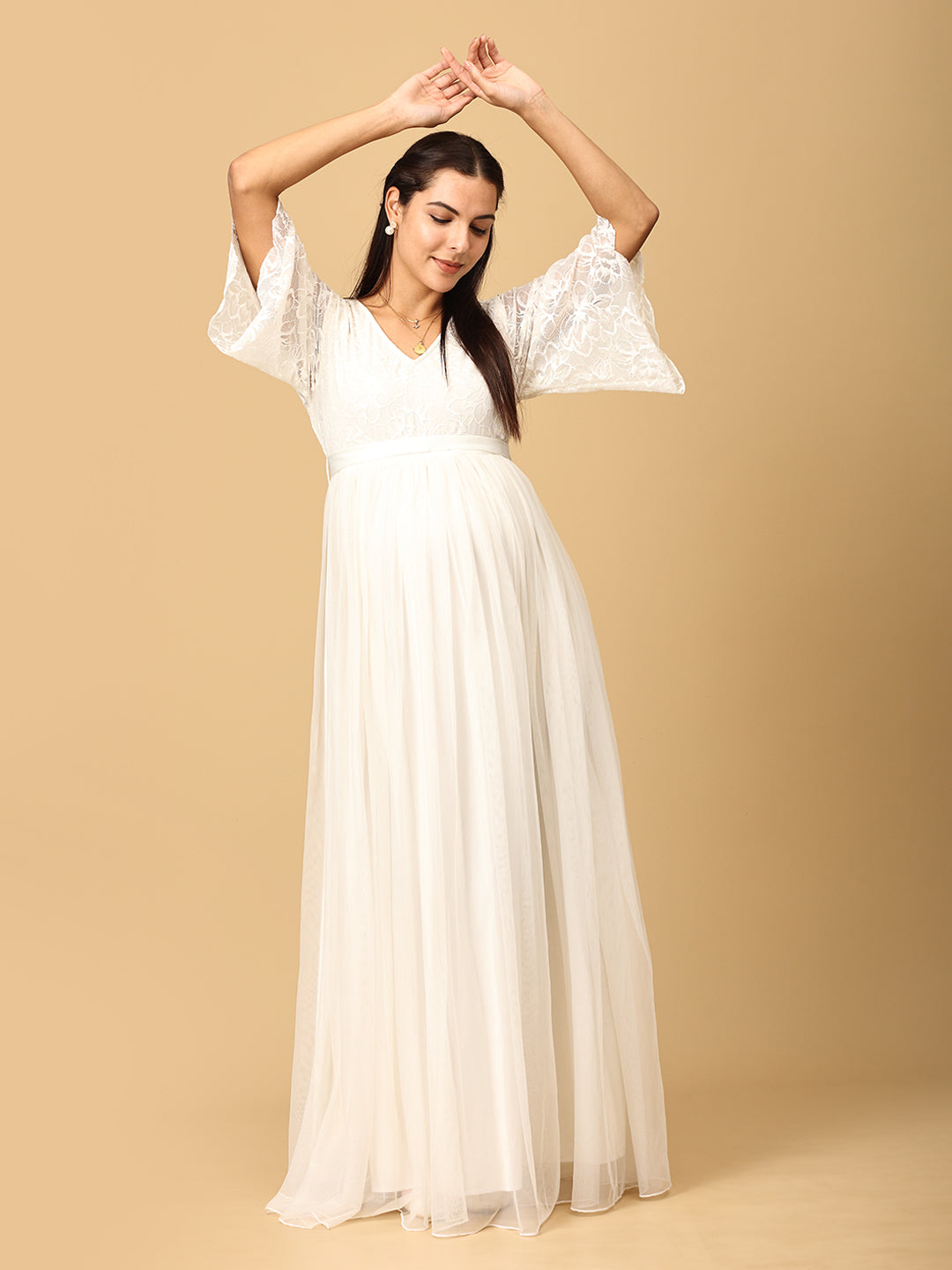 White Whisper Maternity Photoshoot Gown