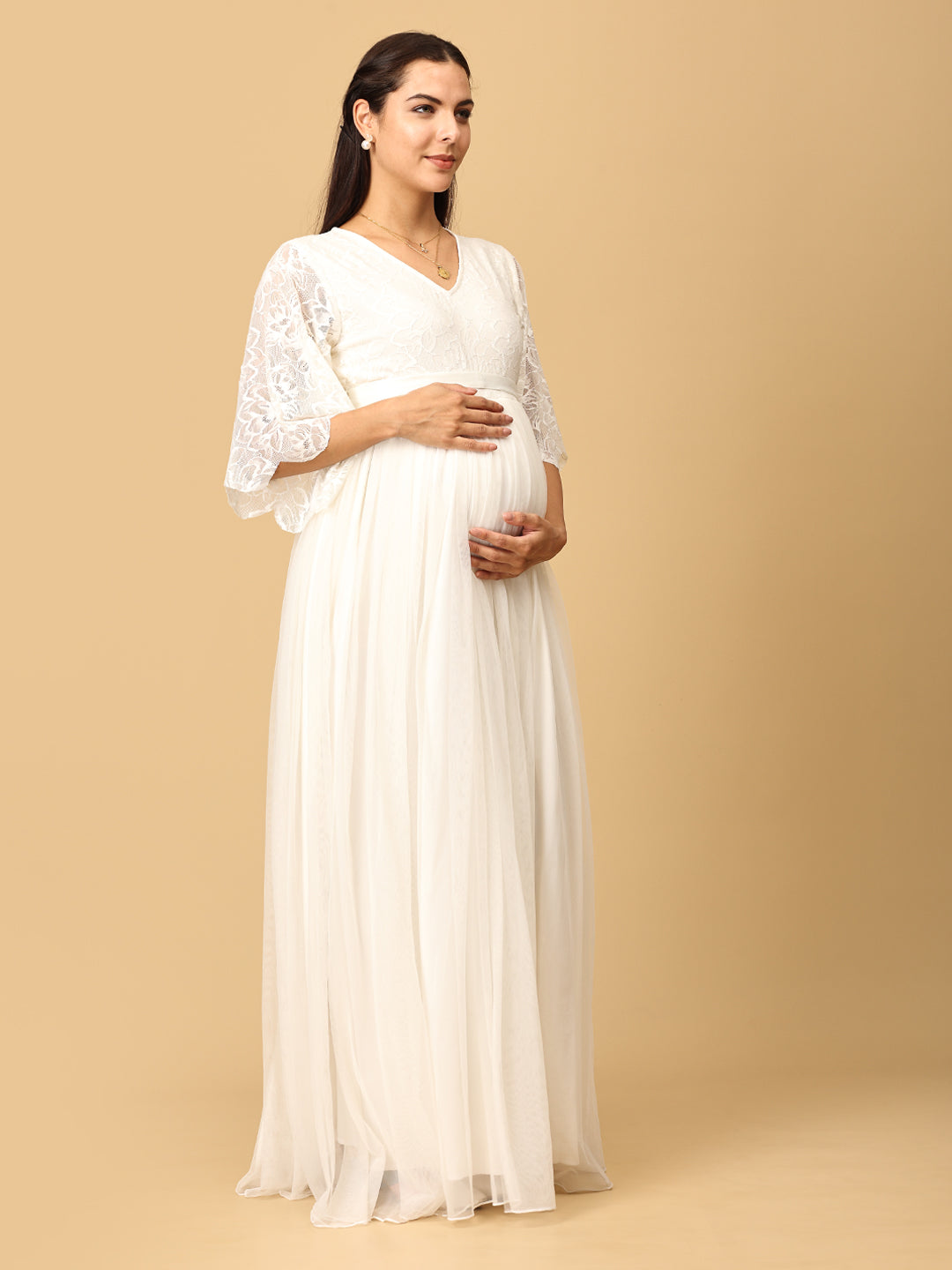 White Whisper Maternity Photoshoot Gown