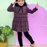 Wine Plaid Flannel Girls Winter Dress