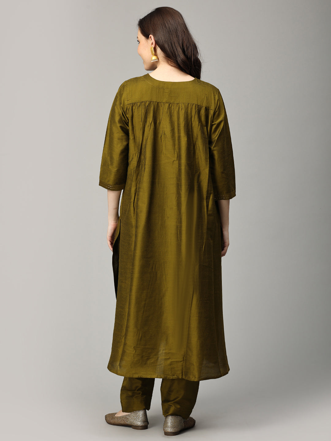 Sassy in Sage Embroidered Maternity And Nursing Silk Kurta Set