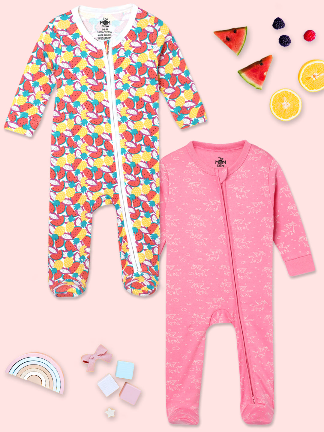 Zipper Romper Combo of 2: Fruitilicious-Fairyland