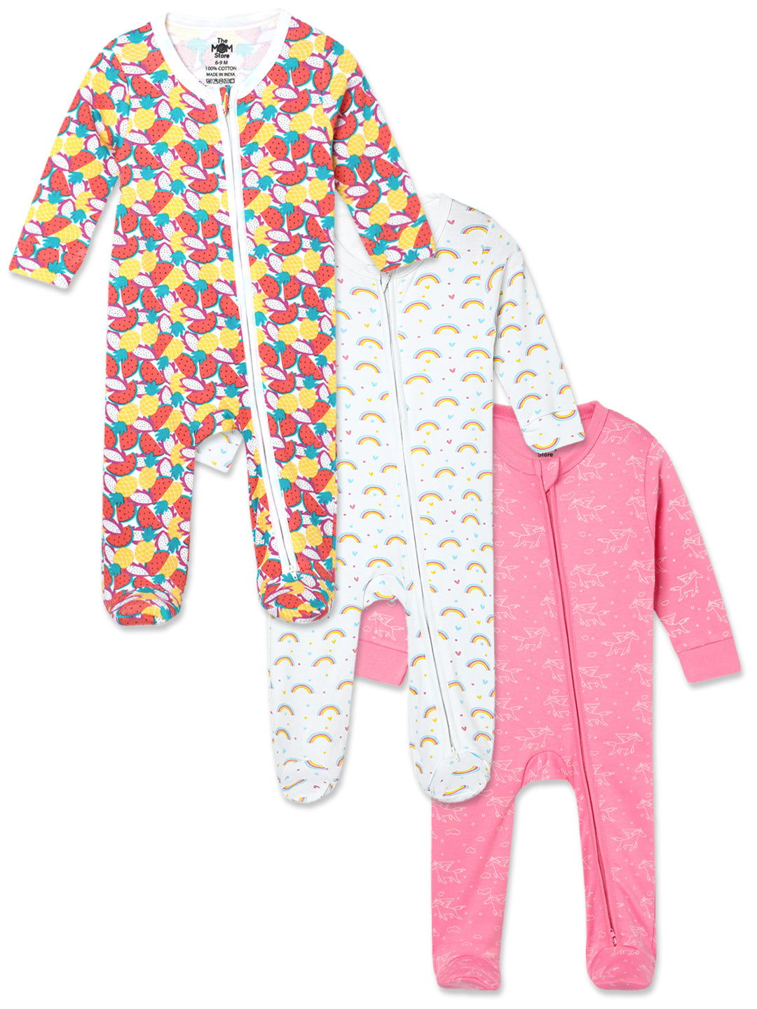 Zipper Romper Combo of 3: Magic Bow-Fairyland-Fruitilicious