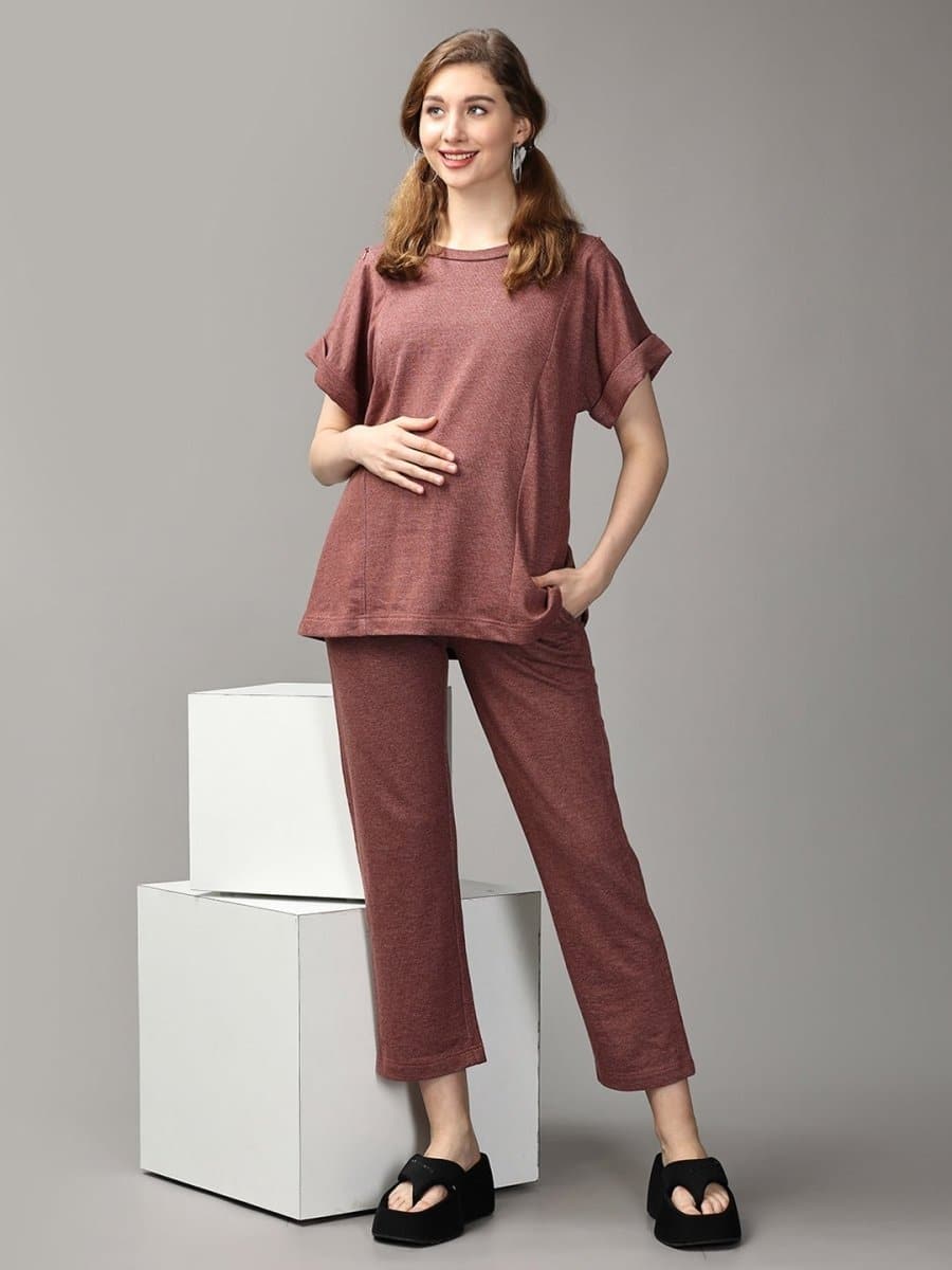 A Great Fig World Maternity and Nursing Sweatshirt Co- Ord Set - MWW-SD-BRCO-M