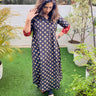Aab - e - Siyah Silk Foil Printed Maternity and Nursing Dress - MEW - SK - ABESI - S
