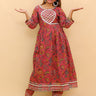 Aangan Aabha Block Print Anarkali Kurta Set - WES - SC - ANGN - S