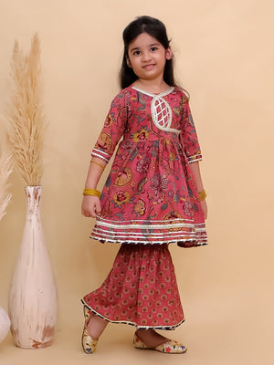 Aangan Aabha Block Print Girls Anarkali Sharara Set - KES - SC - ANBKG - 0 - 6