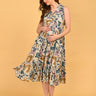 Abstract Flora Maternity and Nursing Dress in flowy tiered silhouette with abstract floral print.