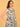Front upper-body view of Abstract Flora Maternity and Nursing Dress with sleeveless cut and soft gathers.